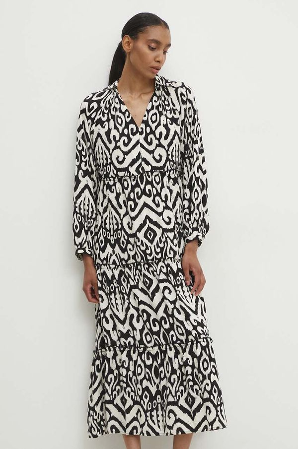 Answear Lab Haljina Answear Lab boja: crna, midi, širi se prema dolje