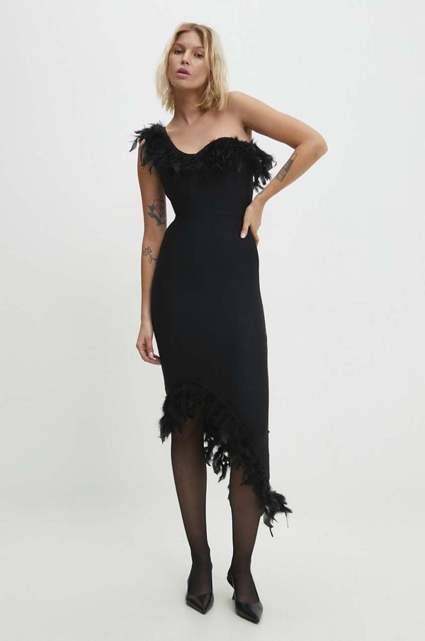 Answear Lab Haljina Answear Lab boja: crna, midi, uska