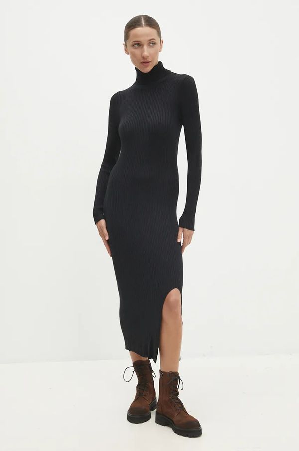 Answear Lab Haljina Answear Lab boja: crna, midi, uska