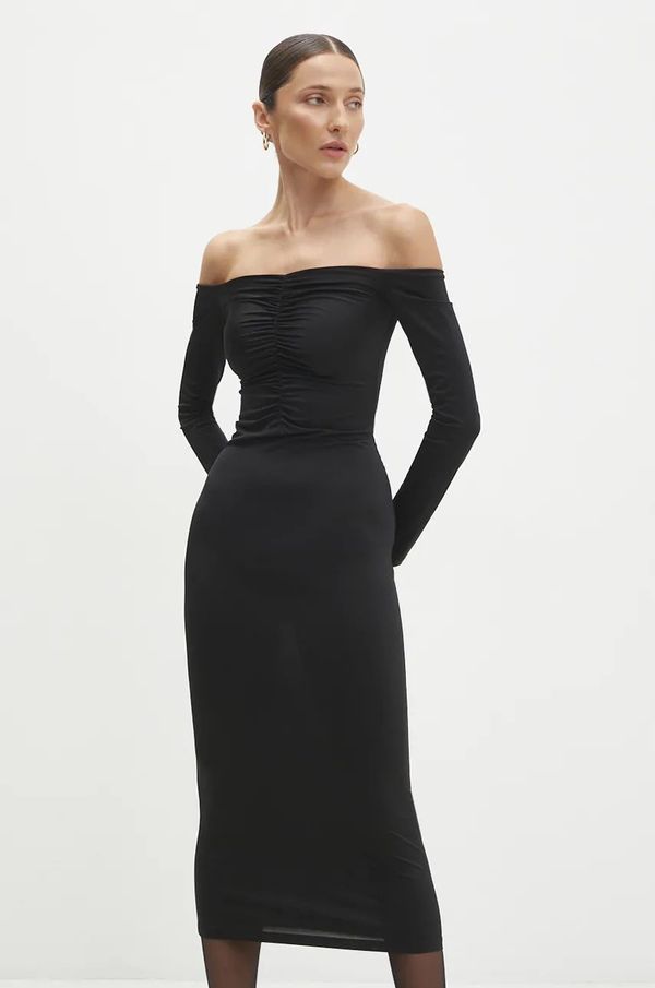 Answear Lab Haljina Answear Lab boja: crna, midi, uska