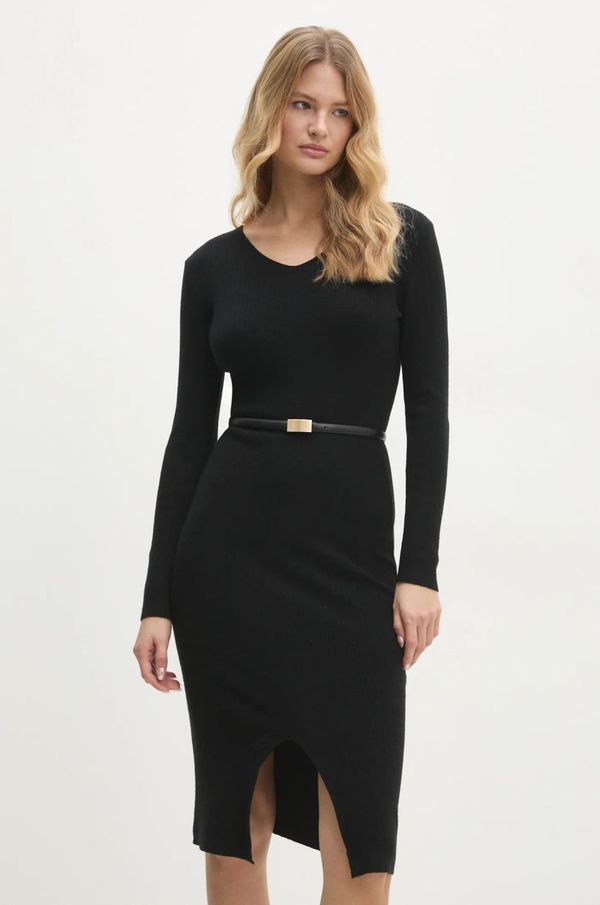 Answear Lab Haljina Answear Lab boja: crna, midi, uska