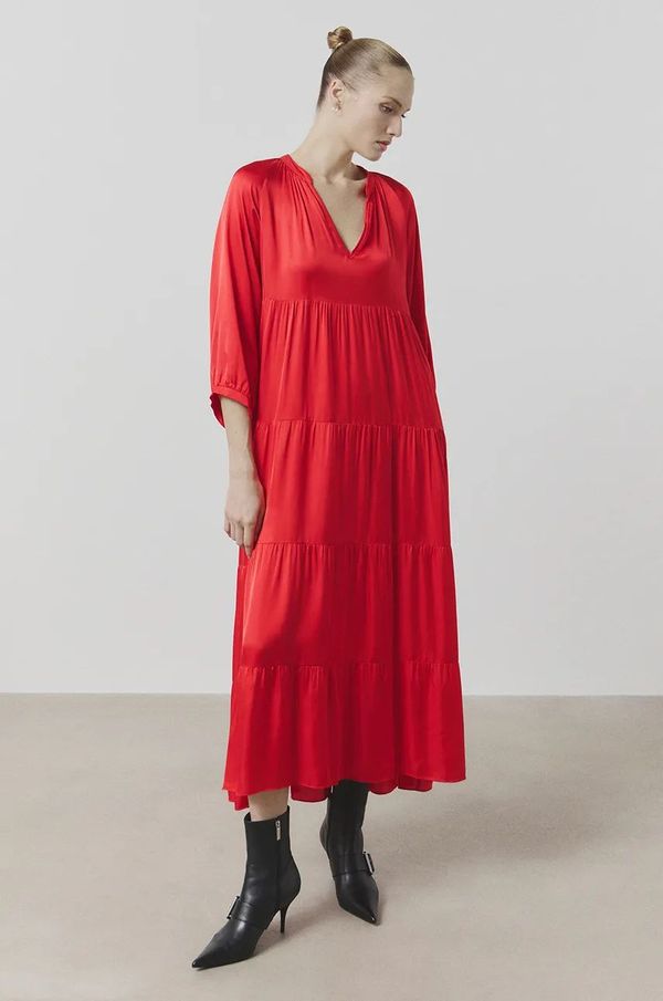 Answear Lab Haljina Answear Lab boja: crvena, maxi, širi se prema dolje