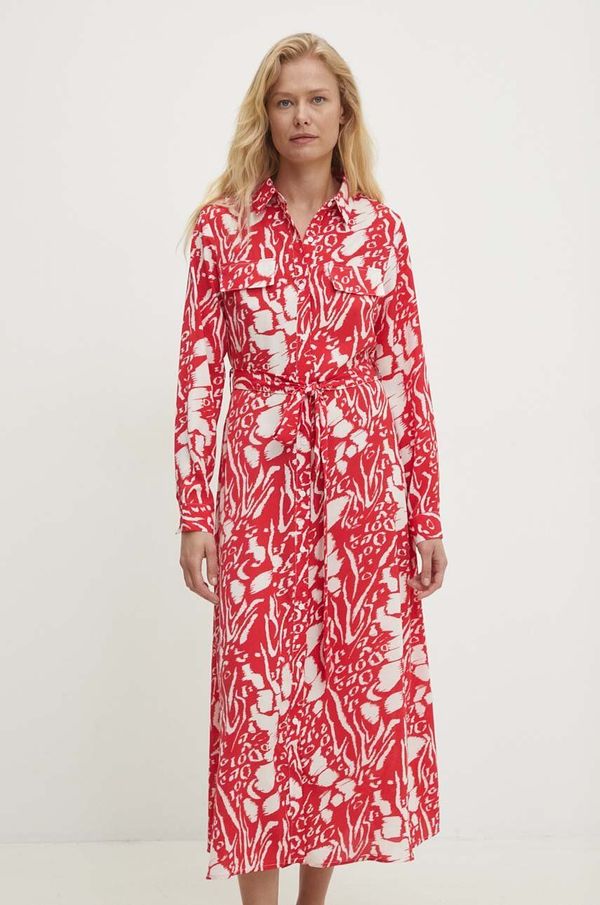 Answear Lab Haljina Answear Lab boja: crvena, midi, širi se prema dolje