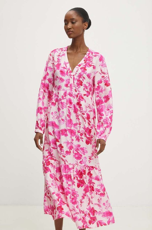 Answear Lab Haljina Answear Lab boja: ružičasta, midi, širi se prema dolje