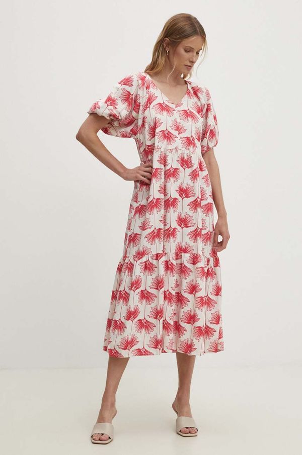 Answear Lab Haljina Answear Lab boja: ružičasta, midi, širi se prema dolje