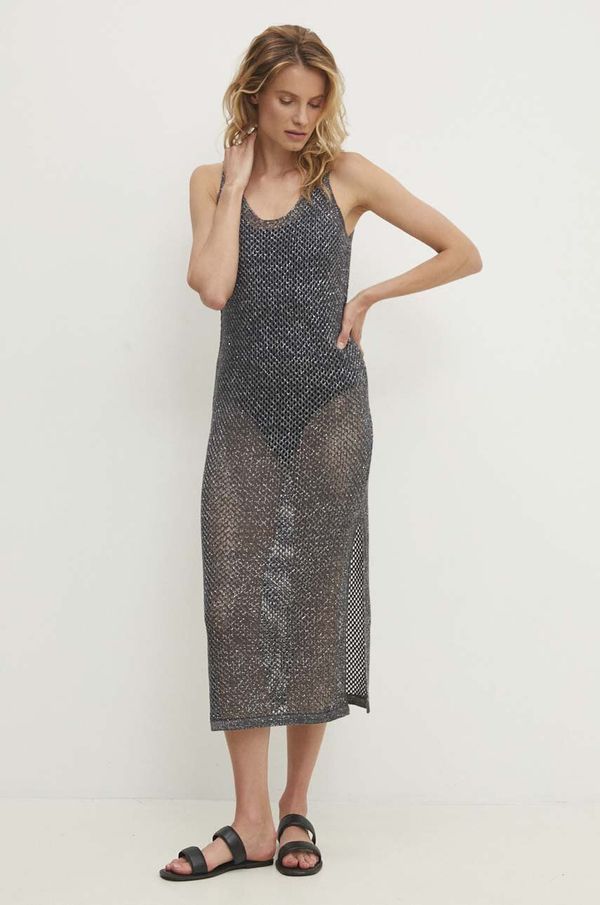 Answear Lab Haljina Answear Lab boja: siva, midi, ravna