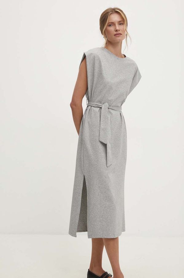 Answear Lab Haljina Answear Lab boja: siva, midi, ravna