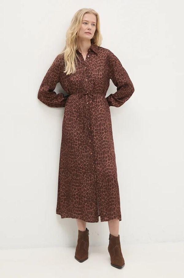 Answear Lab Haljina Answear Lab boja: smeđa, maxi, širi se prema dolje