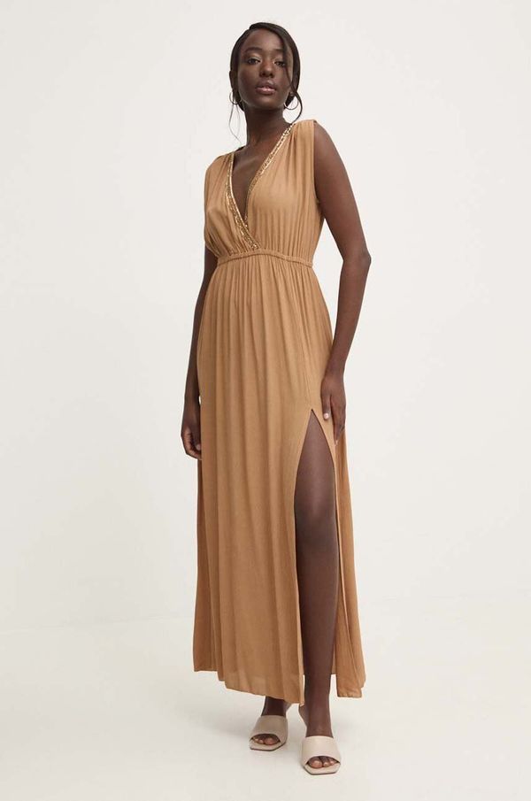 Answear Lab Haljina Answear Lab boja: smeđa, maxi, širi se prema dolje