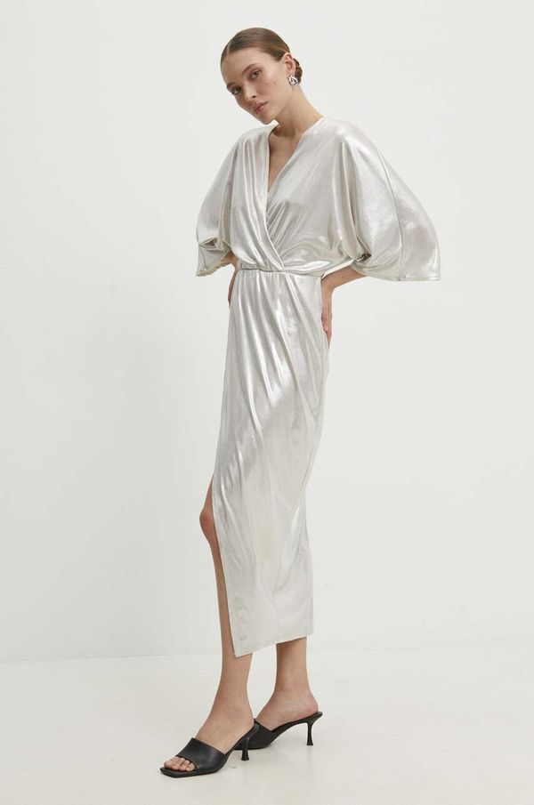 Answear Lab Haljina Answear Lab boja: srebrna, midi, širi se prema dolje