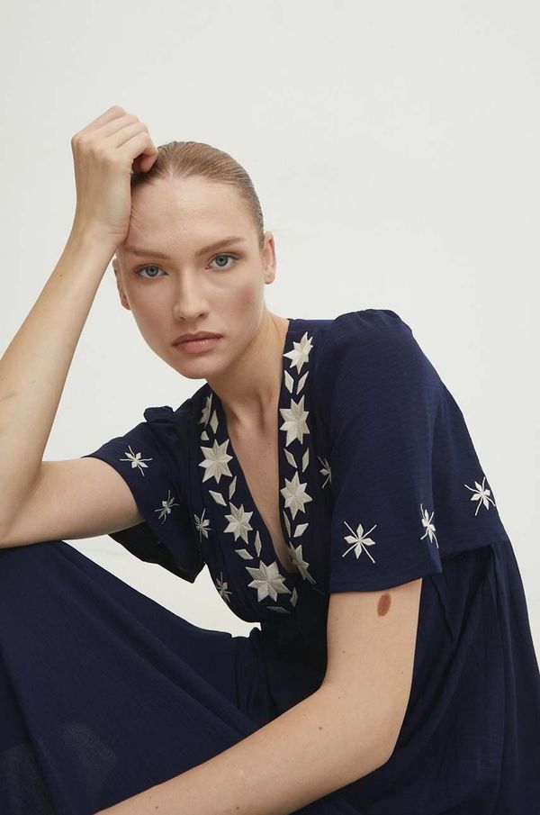 Answear Lab Haljina Answear Lab boja: tamno plava, maxi, širi se prema dolje