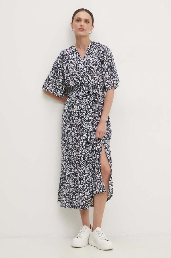 Answear Lab Haljina Answear Lab boja: tamno plava, maxi, širi se prema dolje