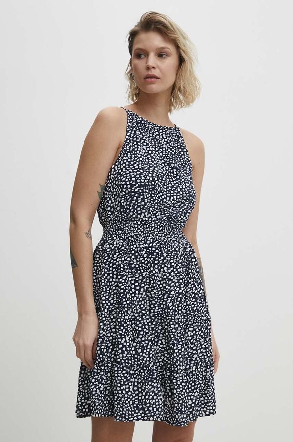 Answear Lab Haljina Answear Lab boja: tamno plava, mini, širi se prema dolje