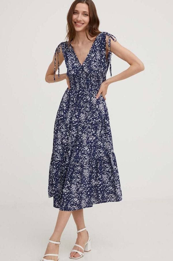 Answear Lab Haljina Answear Lab boja: tamno plava, mini, širi se prema dolje