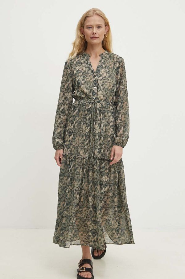 Answear Lab Haljina Answear Lab boja: zelena, maxi, širi se prema dolje