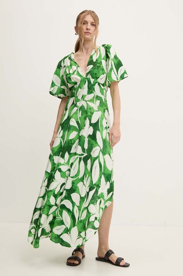 Answear Lab Haljina Answear Lab boja: zelena, maxi, širi se prema dolje