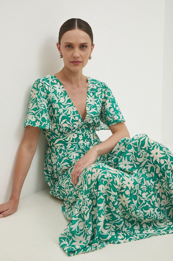 Answear Lab Haljina Answear Lab boja: zelena, maxi, širi se prema dolje