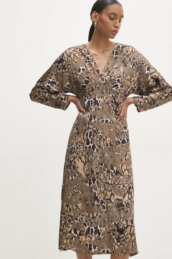 Answear Lab Haljina Answear Lab boja: zelena, midi, ravna