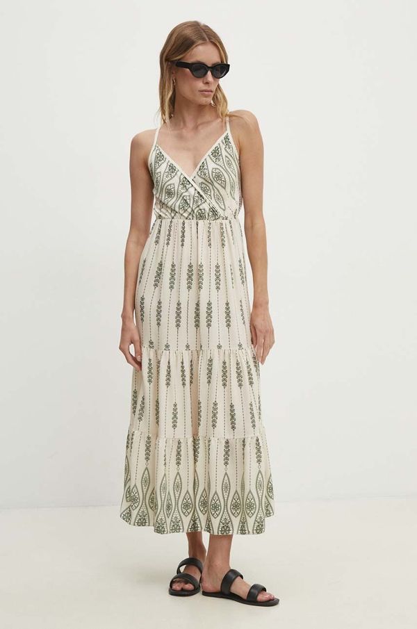 Answear Lab Haljina Answear Lab boja: zelena, midi, širi se prema dolje