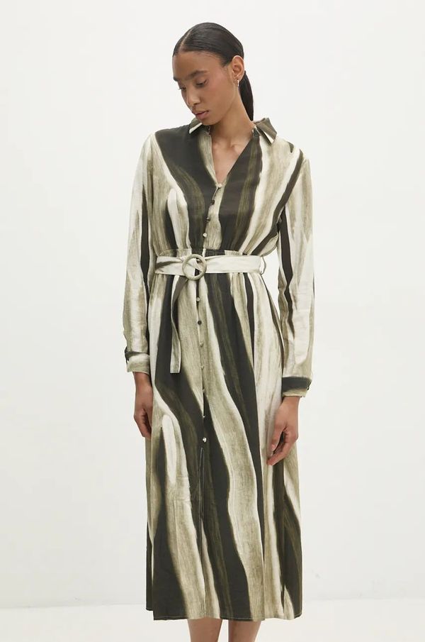 Answear Lab Haljina Answear Lab boja: zelena, midi, širi se prema dolje