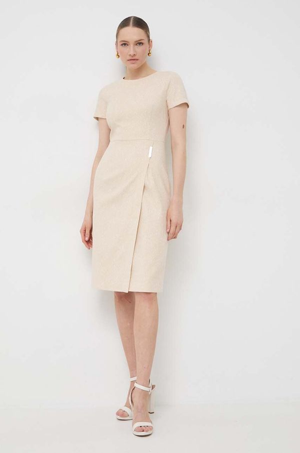 Boss Haljina BOSS boja: bež, mini, uska