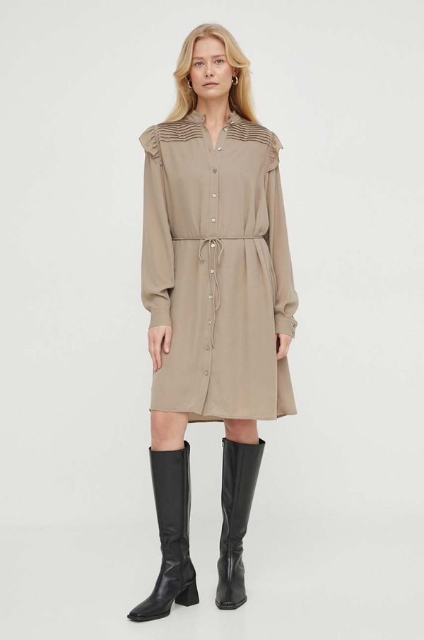 Bruuns Bazaar Haljina Bruuns Bazaar boja: bež, mini, širi se prema dolje