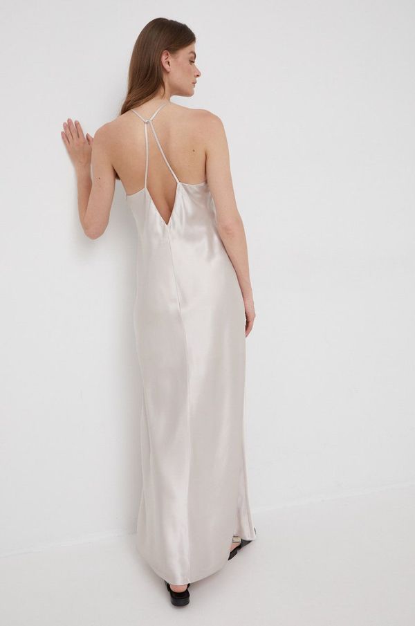 Calvin Klein Haljina Calvin Klein boja: bež, maxi, širi se prema dolje