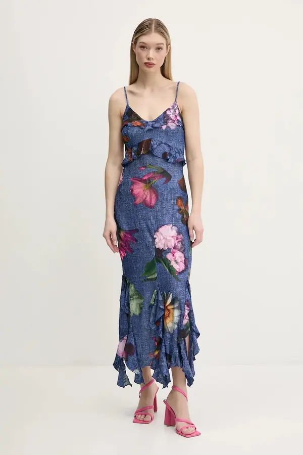 Desigual Haljina Desigual APOLO boja: tamno plava, maxi, uska, 25SWVK16