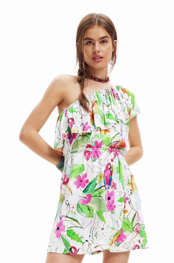 Desigual Haljina Desigual boja: bijela, mini, ravna