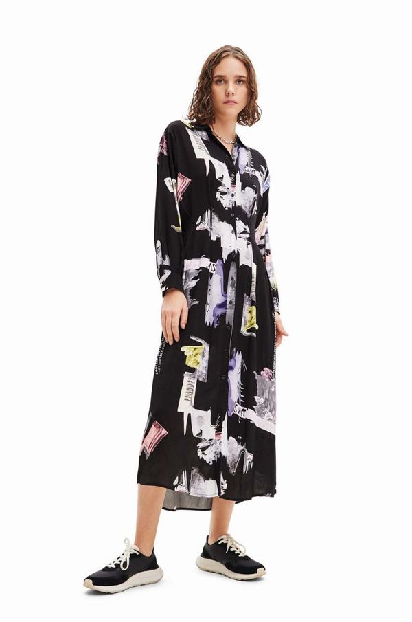 Desigual Haljina Desigual boja: crna, midi, ravna