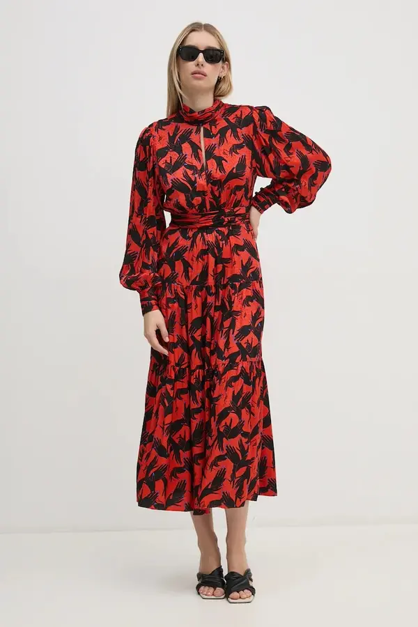DIANE VON FURSTENBERG Haljina DIANE VON FURSTENBERG boja: crvena, midi, širi se prema dolje, DVFDL3S054