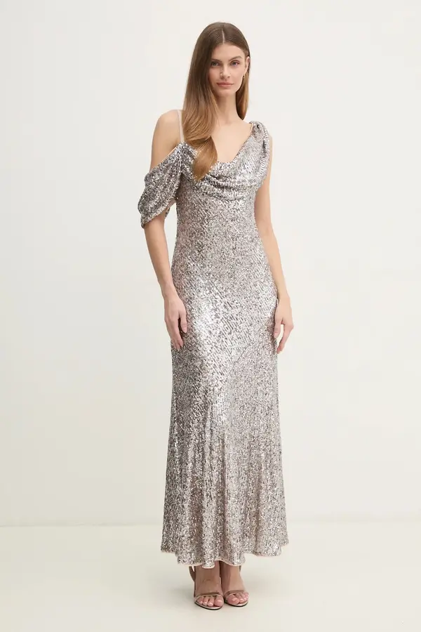 DIANE VON FURSTENBERG Haljina DIANE VON FURSTENBERG boja: srebrna, maxi, širi se prema dolje, DVFGL4S010