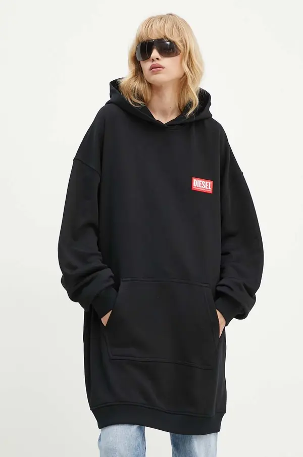 Diesel Haljina Diesel D-BOXT-HOOD-LAB boja: crna, mini, oversize, A14930.0ILAC