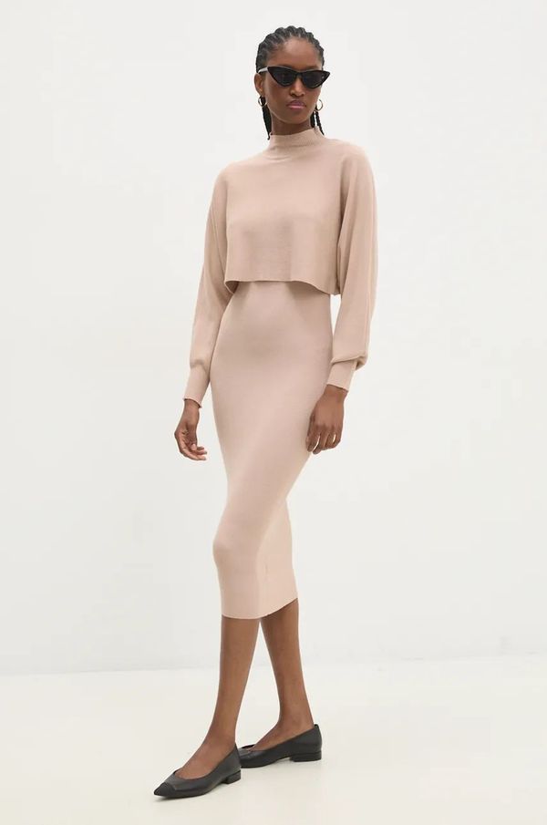 Answear Lab Haljina i džemper Answear Lab boja: smeđa