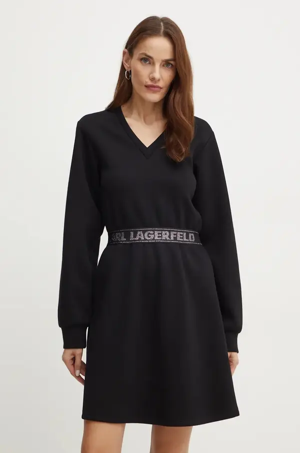 Karl Lagerfeld Haljina Karl Lagerfeld boja: crna, mini, širi se prema dolje, 246W1312