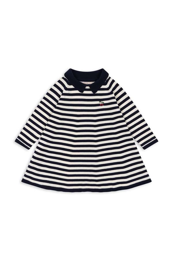 Konges Sløjd Haljina Konges Sløjd VENTON KNIT DRESS GOTS boja: tamno plava, mini, širi se prema dolje, KS101723