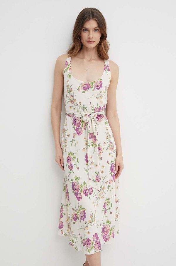 Lauren Ralph Lauren Haljina Lauren Ralph Lauren boja: bež, midi, ravna, 250932703