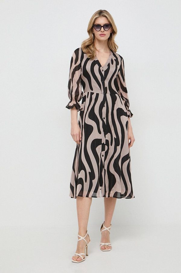 Liu Jo Haljina Liu Jo boja: bež, midi, širi se prema dolje