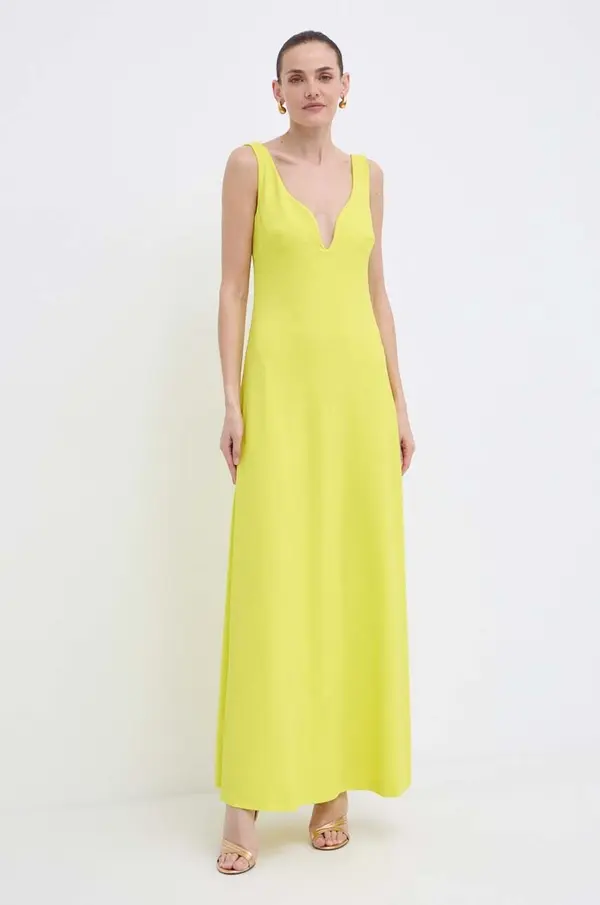 Luisa Spagnoli Haljina Luisa Spagnoli RUNWAY COLLECTION boja: žuta, maxi, širi se prema dolje, 541117