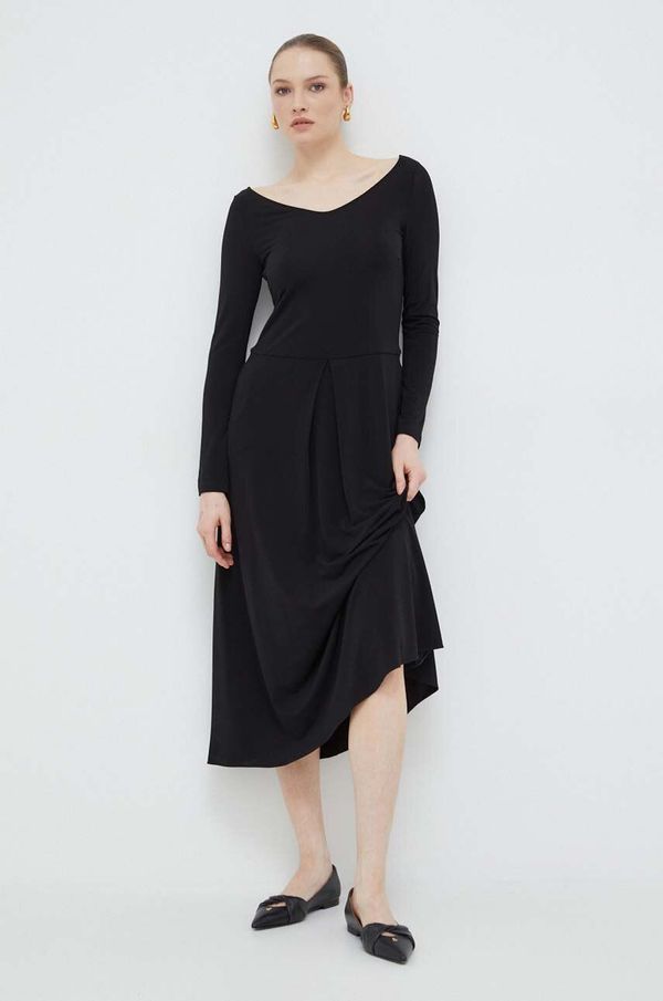 Max Mara Leisure Haljina Max Mara Leisure boja: crna, midi, širi se prema dolje