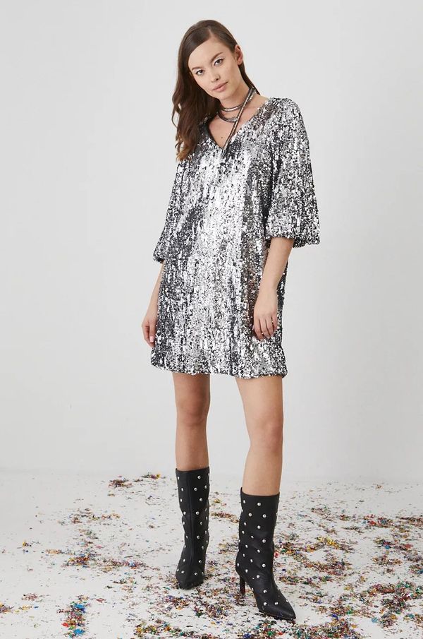 Medicine Haljina Medicine boja: srebrna, midi, širi se prema dolje