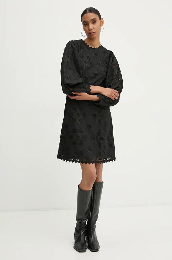 MUNTHE Haljina MUNTHE MELINIS boja: crna, mini, širi se prema dolje, 1307.24129