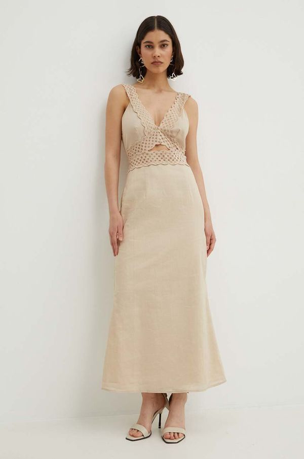 Never Fully Dressed Haljina Never Fully Dressed Mimi Dress boja: bež, maxi, širi se prema dolje, NFDDR1321