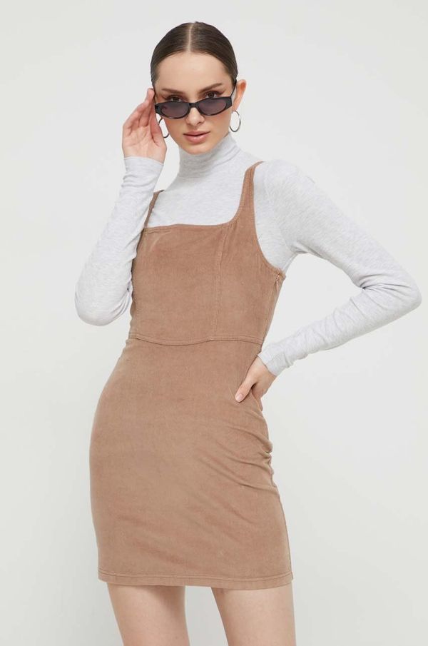 Hollister Co. Haljina od samta Hollister Co. boja: smeđa, mini, širi se prema dolje