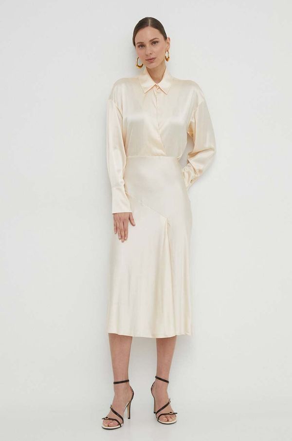 Patrizia Pepe Haljina Patrizia Pepe boja: bež, midi, širi se prema dolje