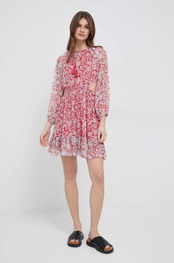 Pepe Jeans Haljina Pepe Jeans Batilde boja: crvena, mini, širi se prema dolje