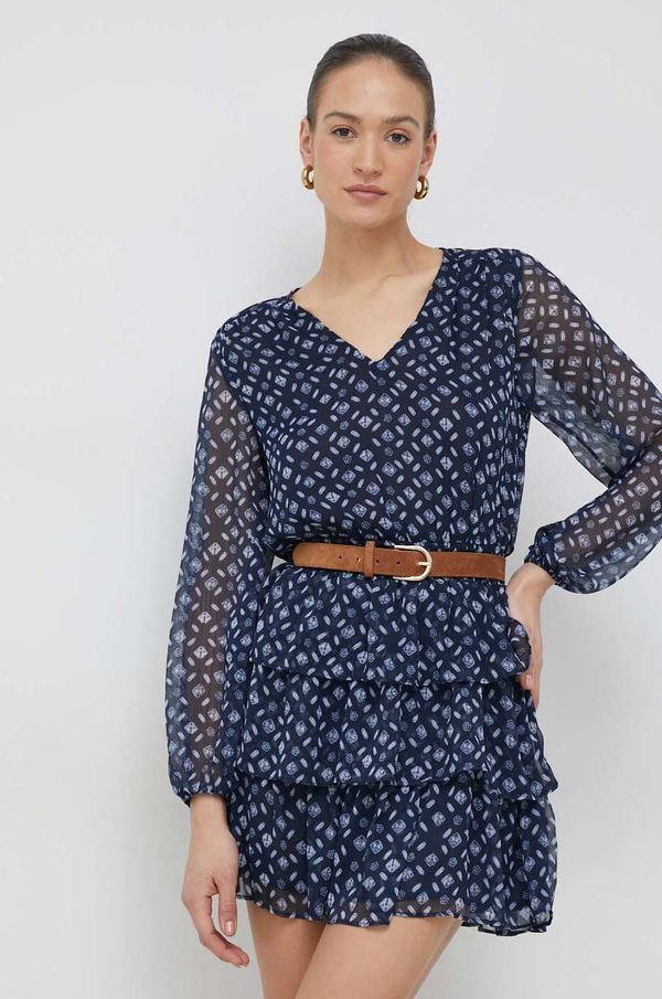 Pepe Jeans Haljina Pepe Jeans Eyra boja: tamno plava, mini, širi se prema dolje