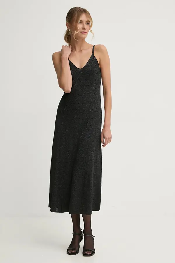 Pepe Jeans Haljina Pepe Jeans NOELIA boja: crna, midi, širi se prema dolje, PL953643