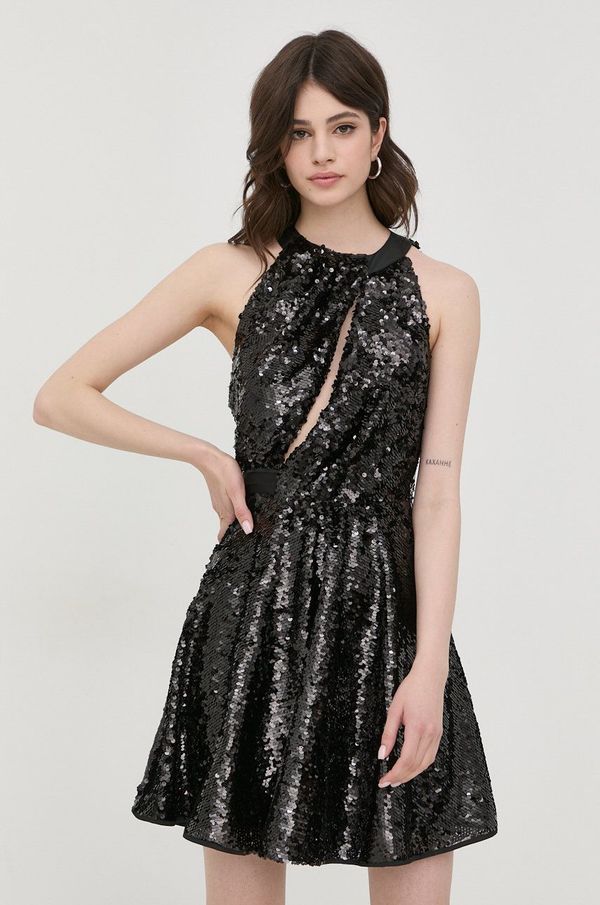 Pinko Haljina Pinko boja: crna, mini, širi se prema dolje