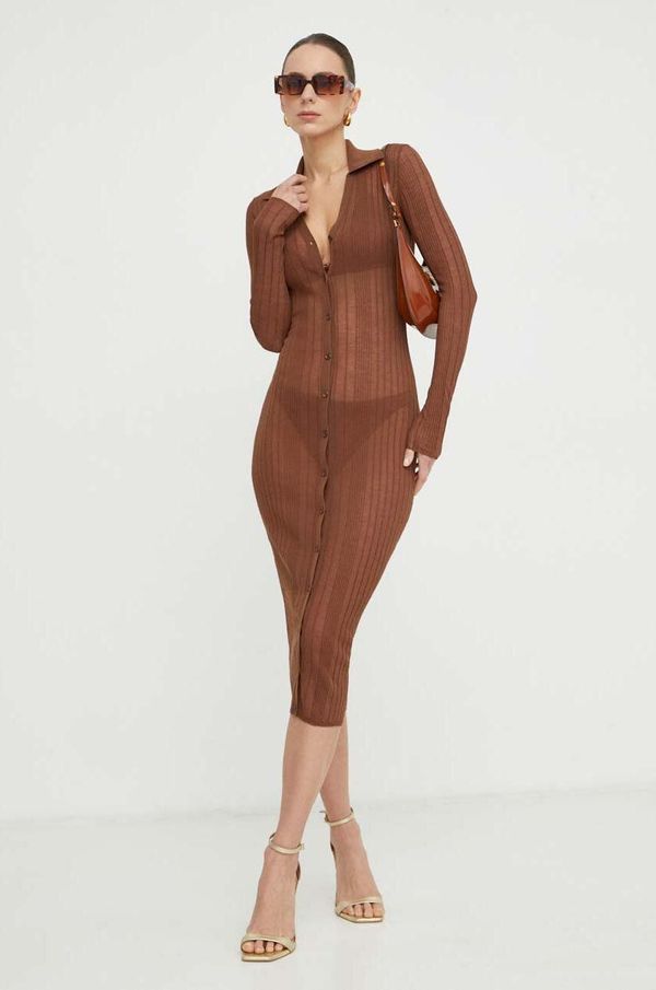 Pinko Haljina Pinko boja: smeđa, midi, uska